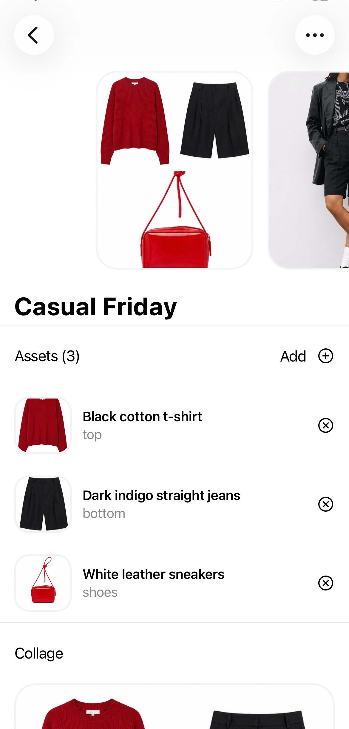A composed look and its pieces